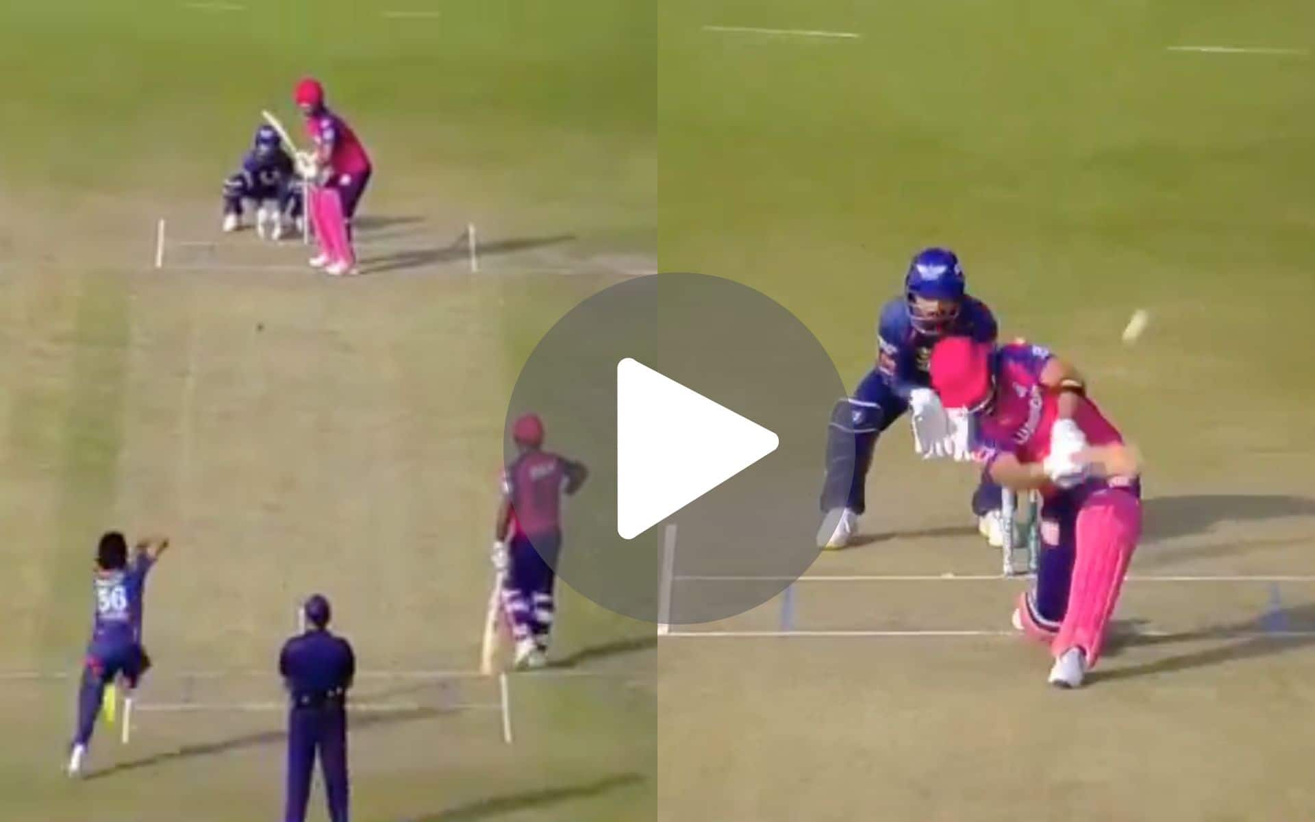 [Watch] Bishnoi's Googly ‘Dispatched’ As Riyan Parag Lits Up In IPL 2024 With Colossal Six